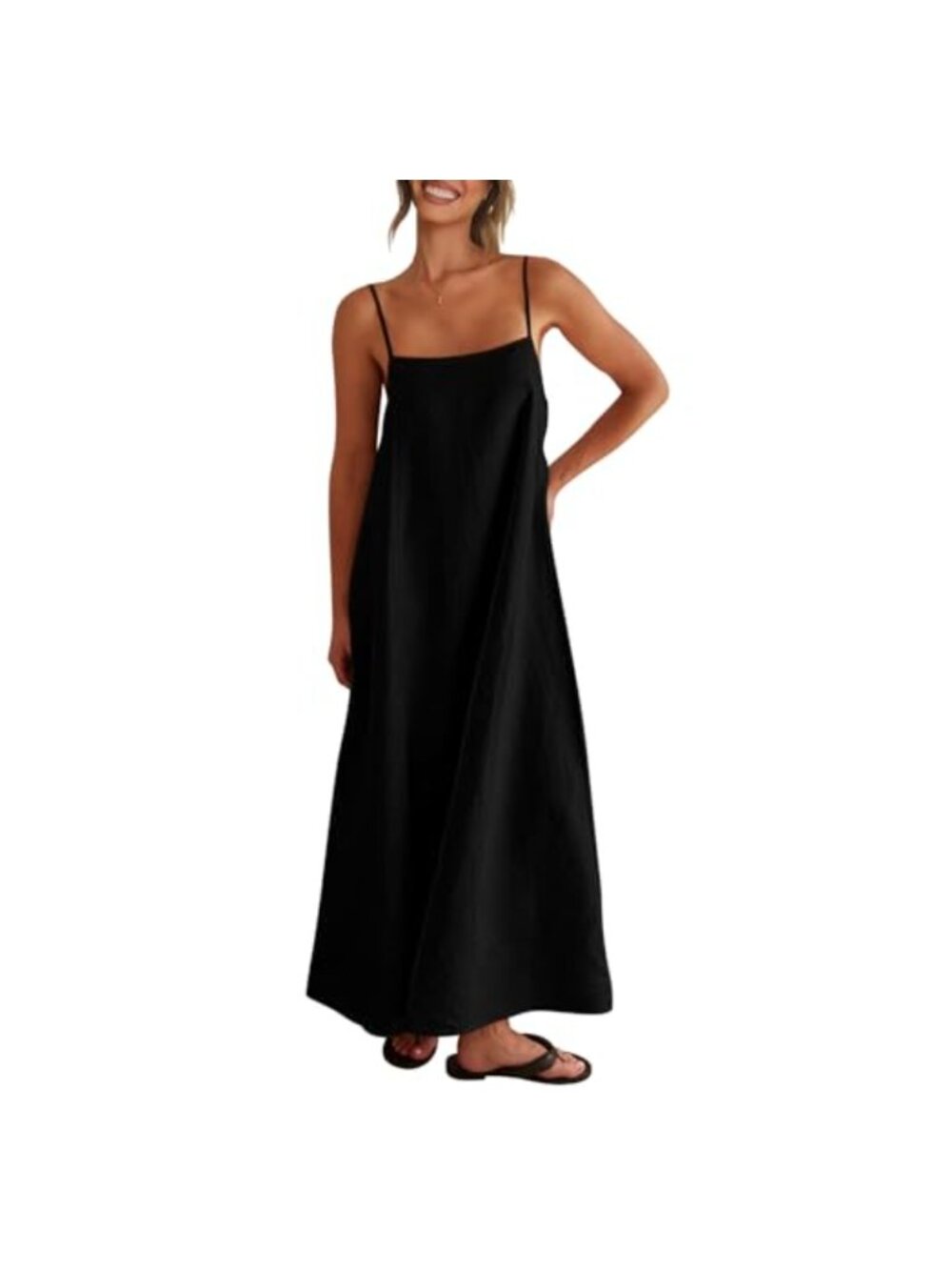 Linen Maxi Dress Backless Spaghetti Strap Casual Party Slip